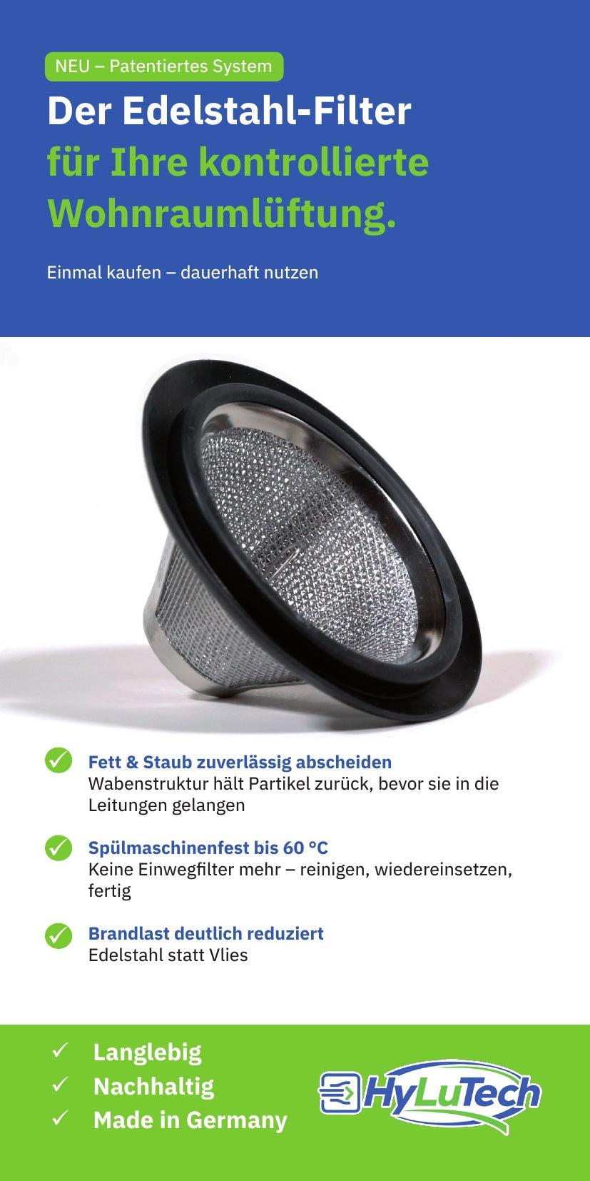 Der innovative Edelstahlfilter für Wohnraumlüftungen